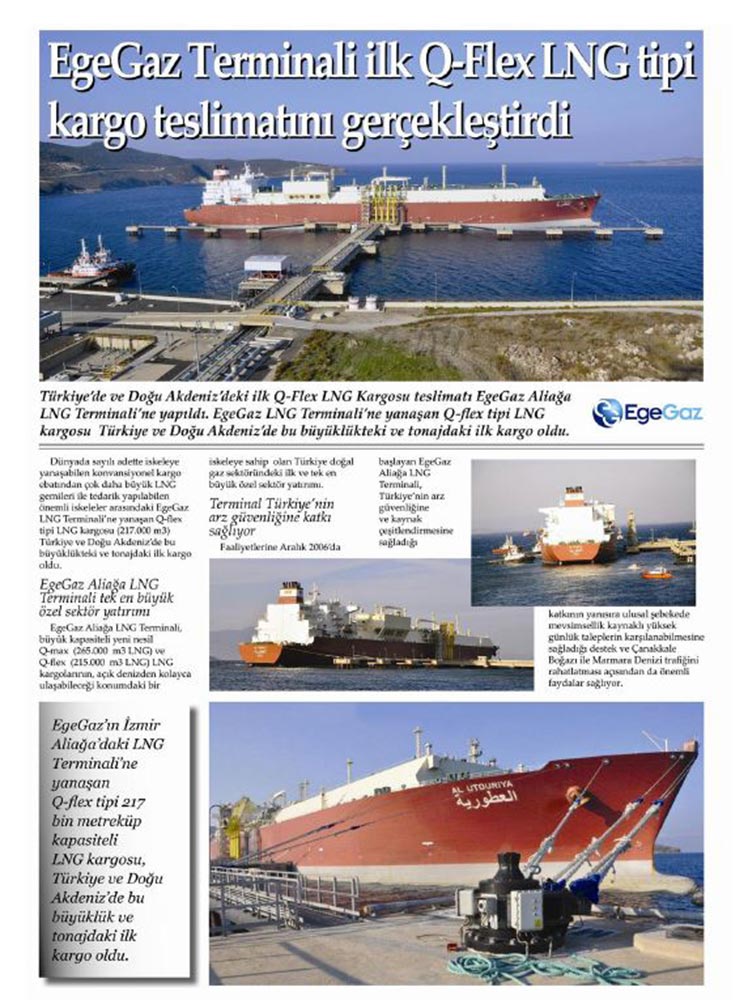 EgeGaz'dan İlk Q-Flex LNG Tipi Kargo Kabulü